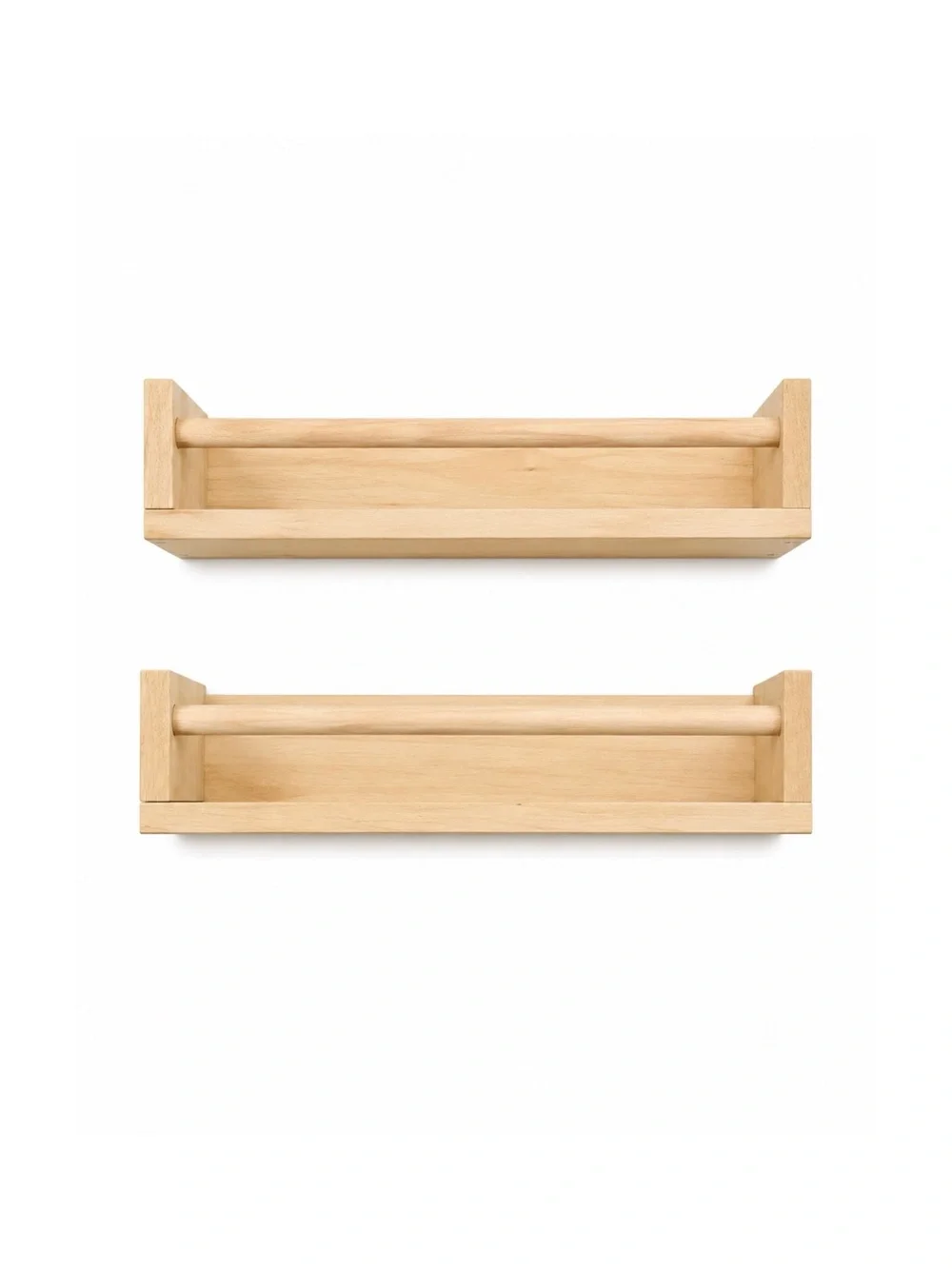 IKEA Natural Wood Wall Shelf Pair - Light Wood Finish